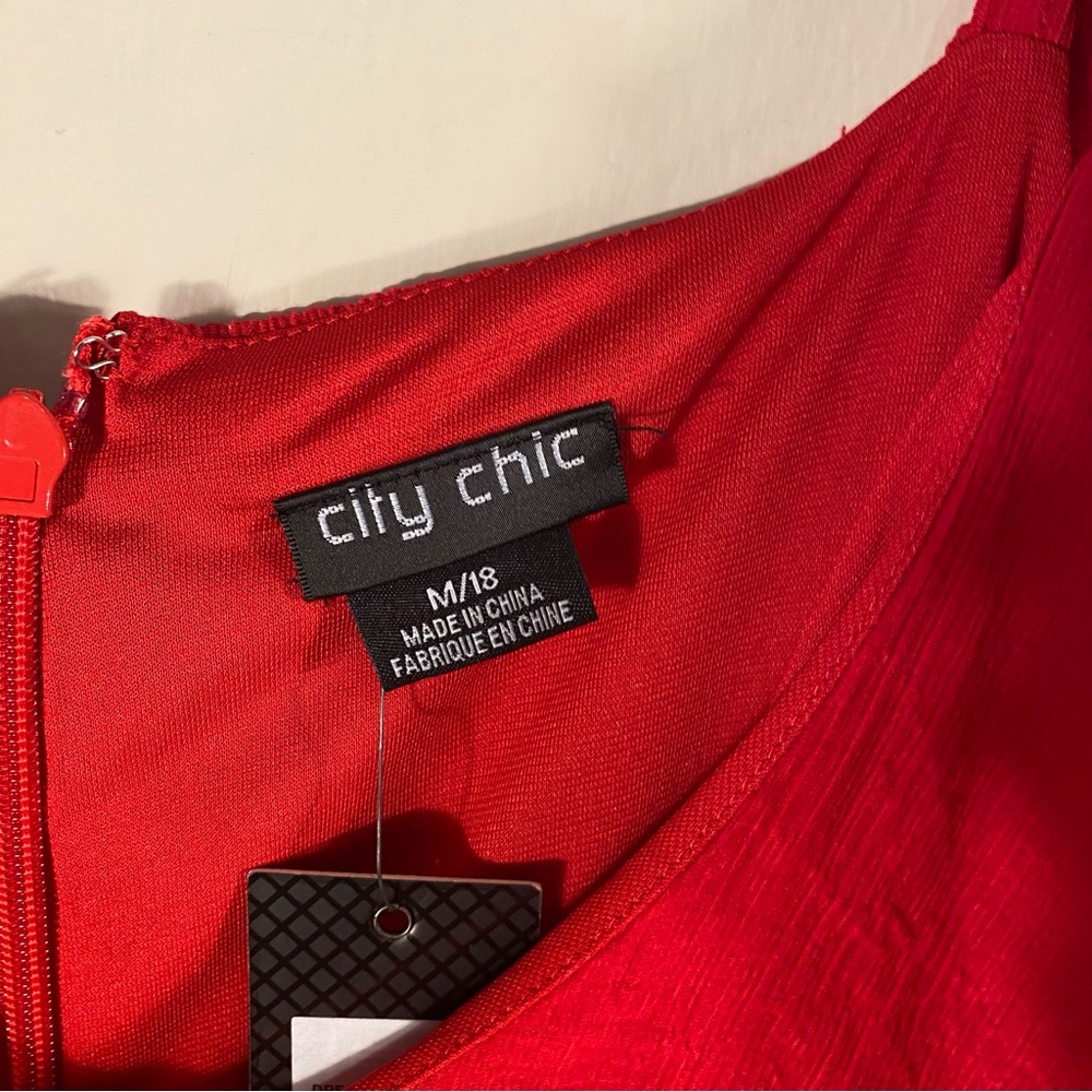 City Chic Romance Tie Red Off-Shoulder Dress NWT - Picture 12 of 12